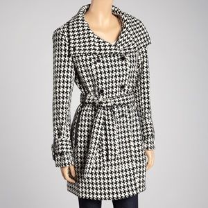Calvin Klein Houndstooth Wool-blend Trench Coat